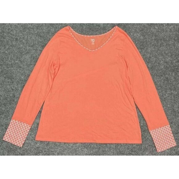 new directions Other - New Directions Intimates Pajama Top Womens XL Orange Geometric Long Sleeve New
